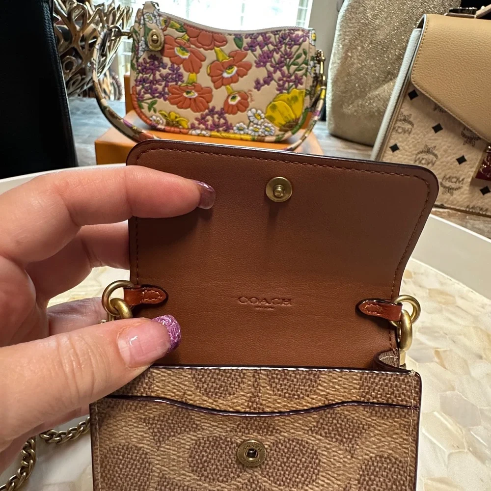 Coach mini wallet on a chain Rust signature so nice!